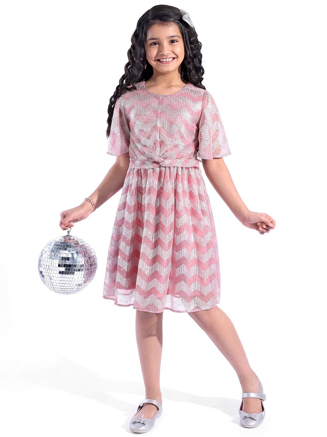 

Hola Bonita Floral Print Flared Sleeve Fit & Flare Dress, Pink