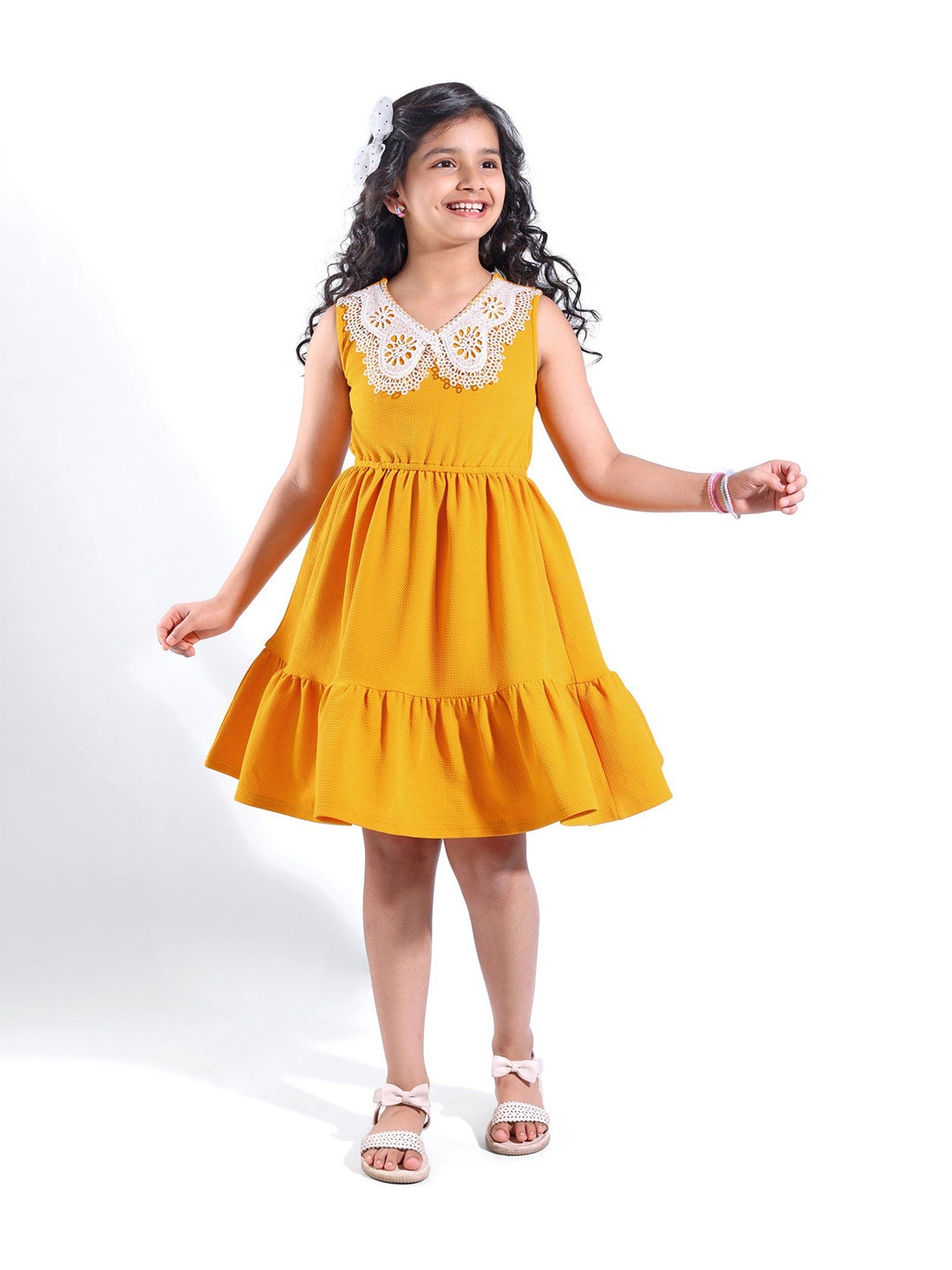 

Hola Bonita Girls Fit & Flare Dress, Yellow