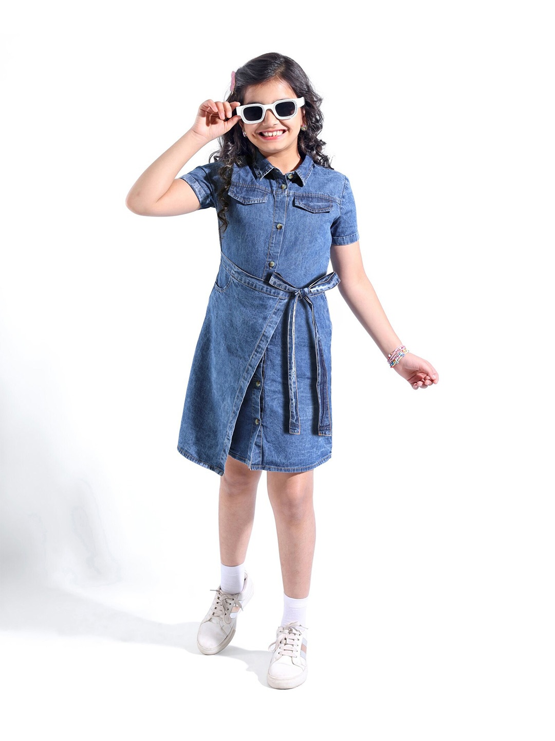 

Hola Bonita Layered Denim Shirt Dress, Blue
