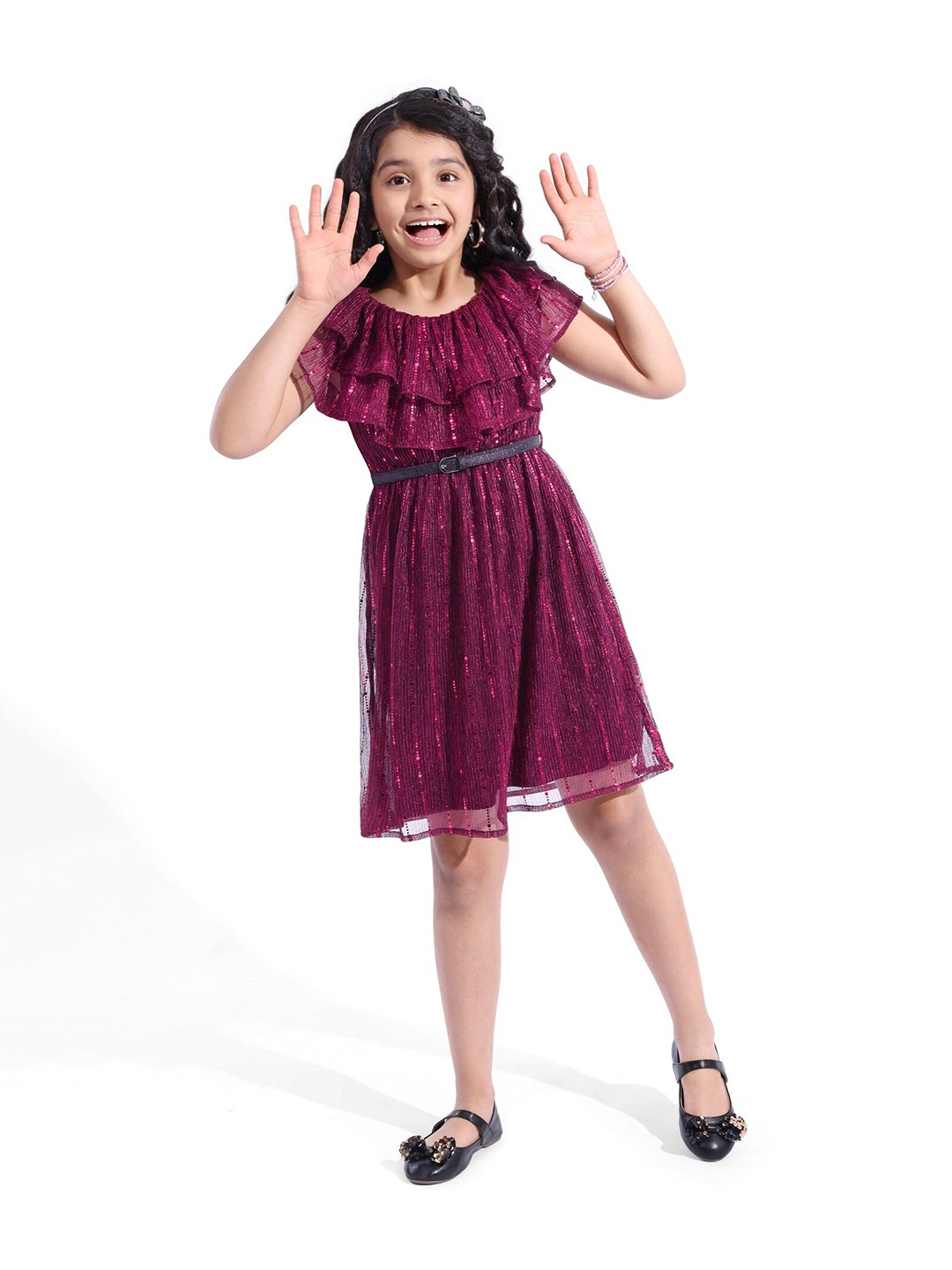 

Hola Bonita Sequined Net Fit & Flare Dress, Purple