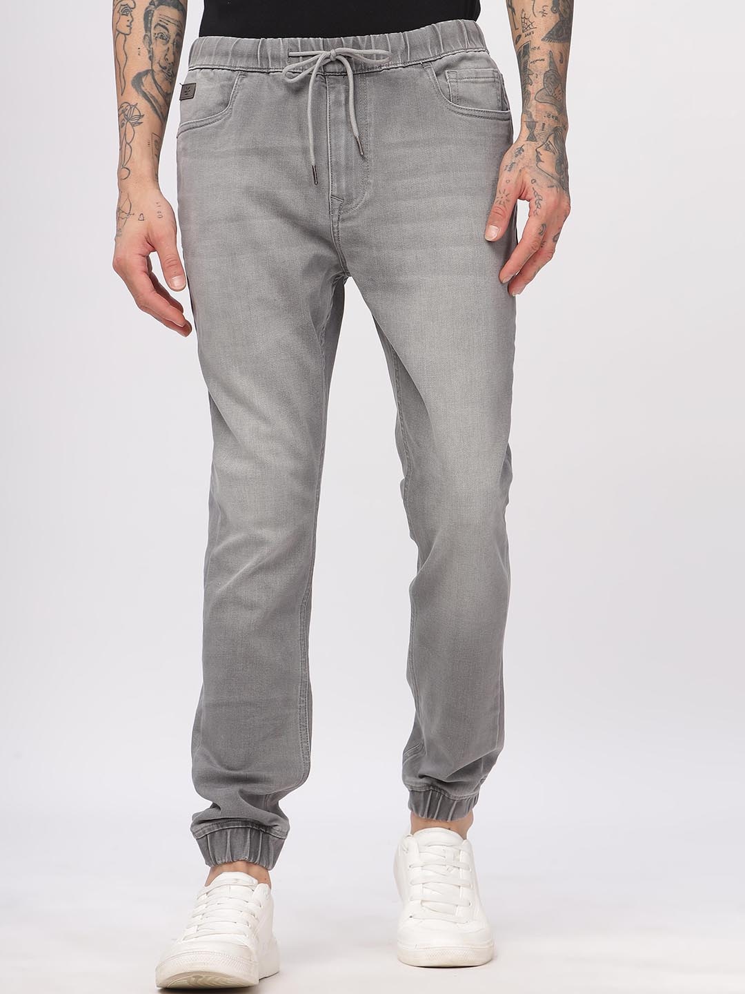 

WROGN Men Cotton Slim-Fit Joggers, Grey