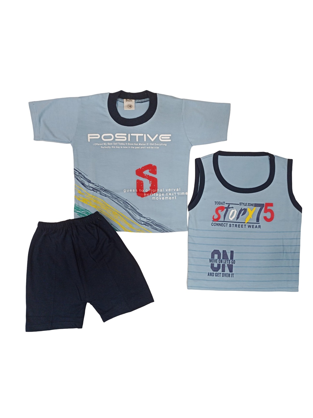 

Pankhu Unisex Kids Pack Of 2 T-shirt with Shorts, Blue
