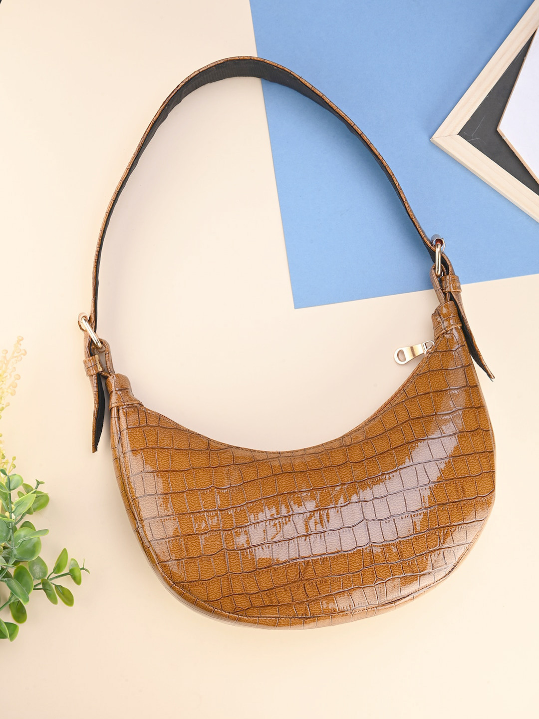 

DressBerry Structured Hobo Bag, Brown