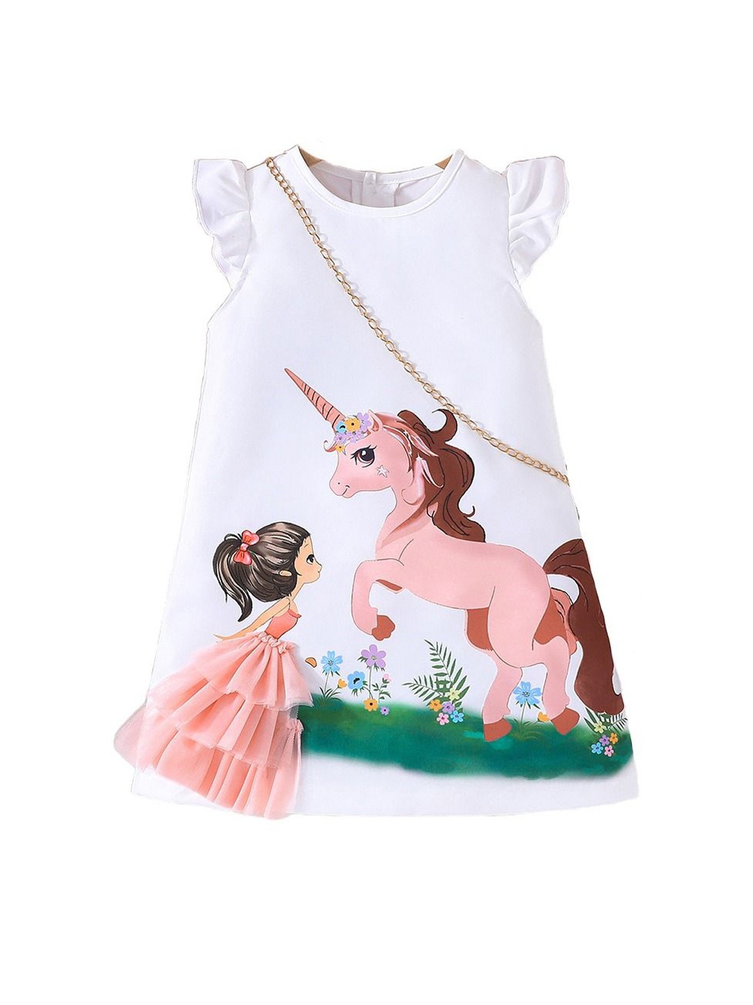 

StyleCast x Revolte Girls Graphic Printed A-Line Dress, White