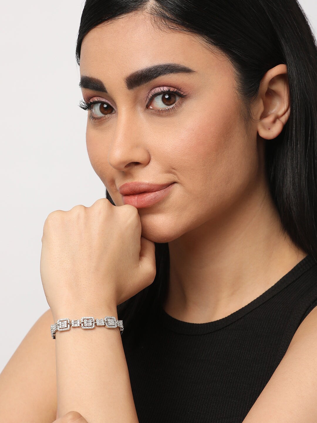 

Niska Women Cubic Zirconia Wraparound Bracelet, Silver