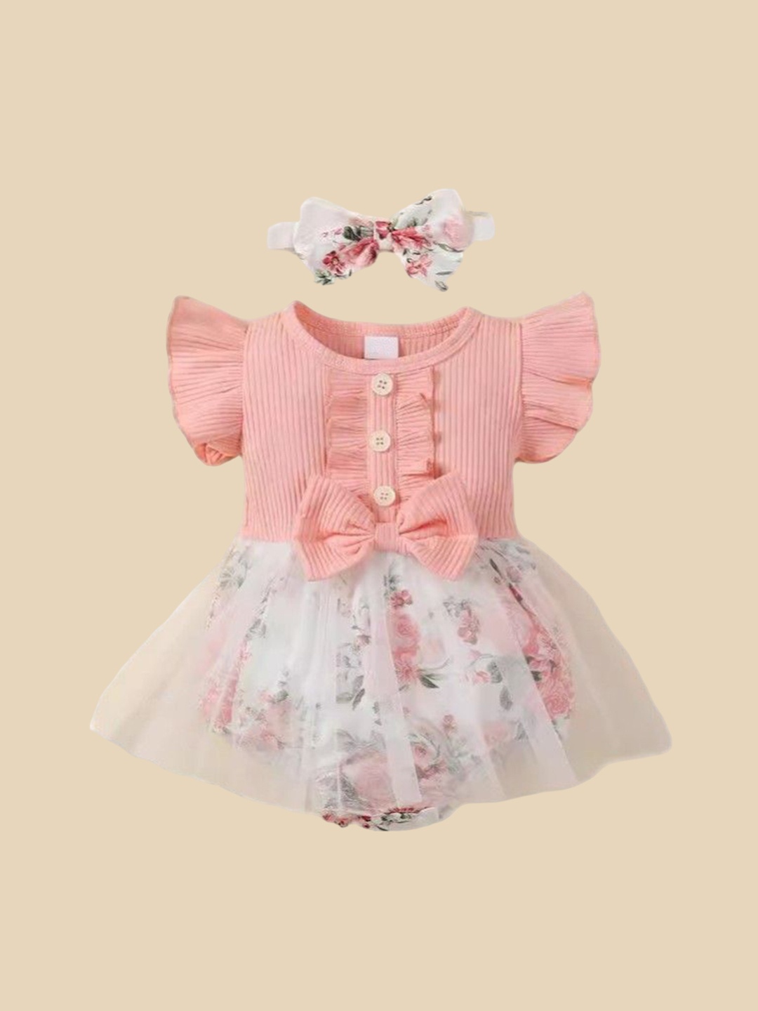 

StyleCast x Revolte Infants Printed Short Sleeves Bodysuit With Bow, Pink
