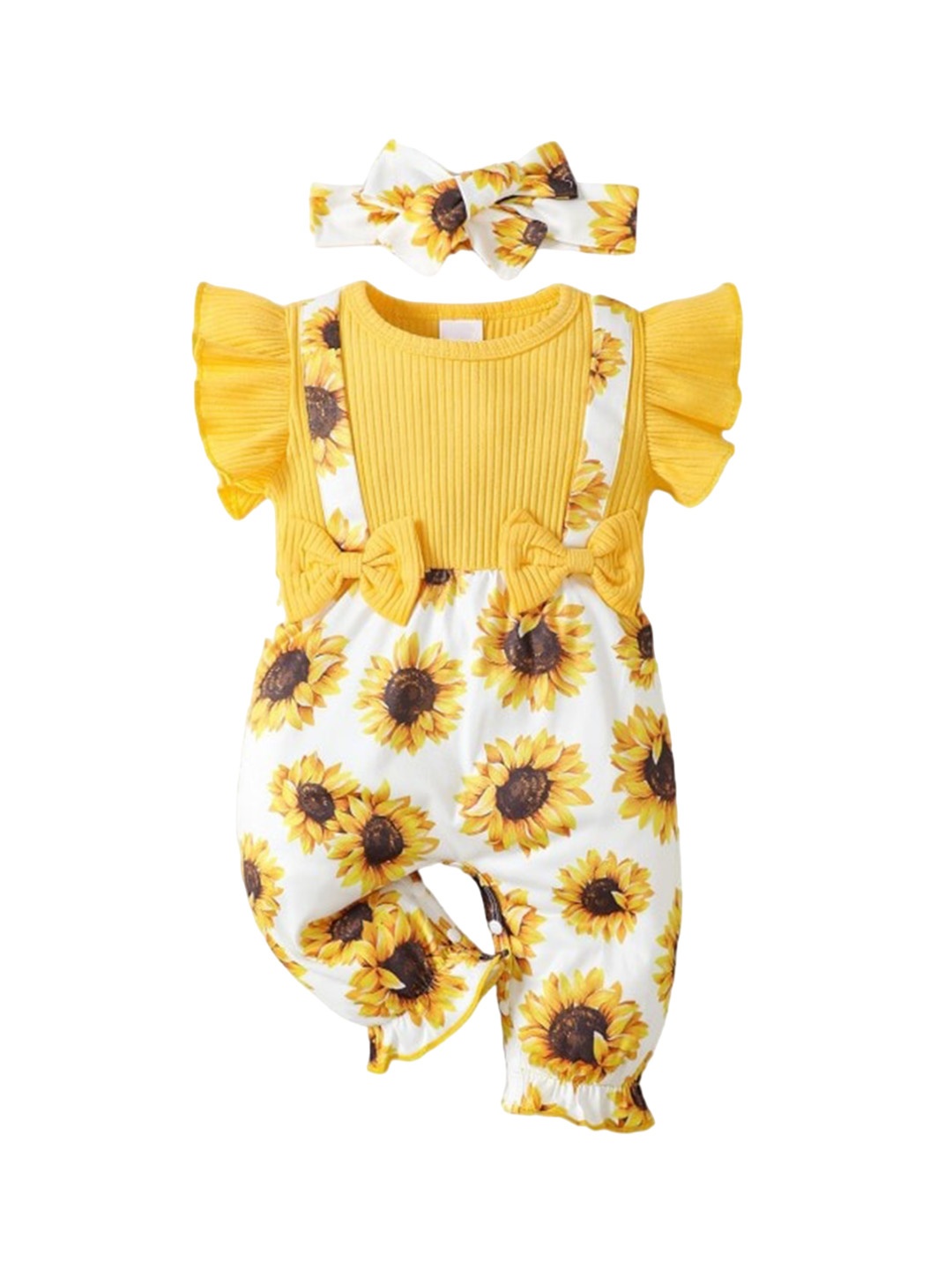 

StyleCast x Revolte Girls Printed Cotton Rompers, Yellow