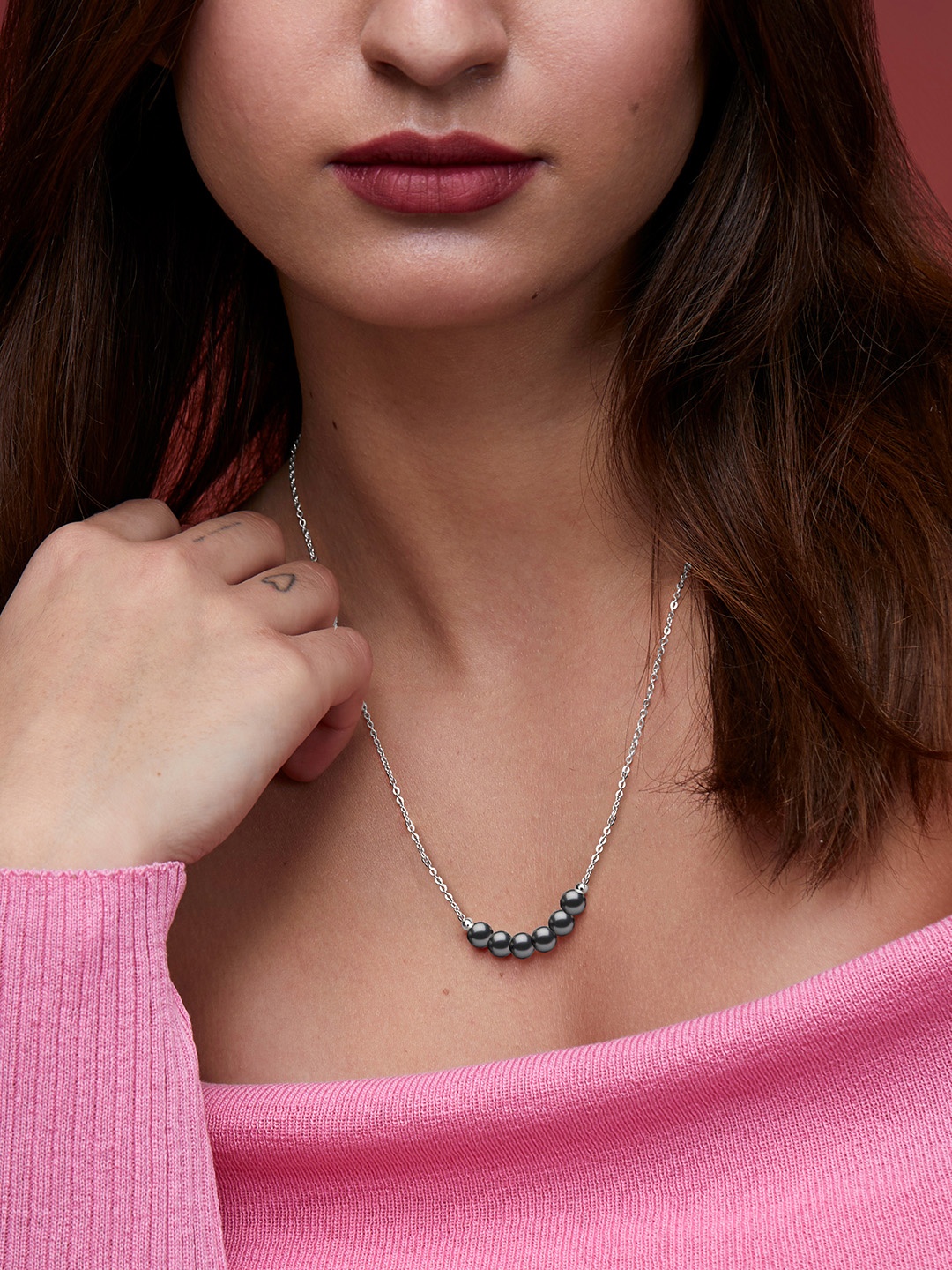 

MINUTIAE Brass Silver-Plated Handcrafted Pendant Necklace