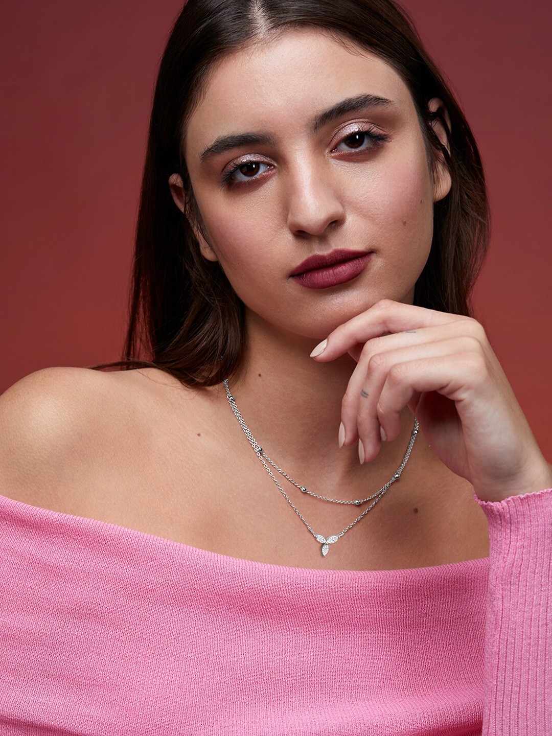 

MINUTIAE Brass Silver-Plated Handcrafted Pendant Necklace