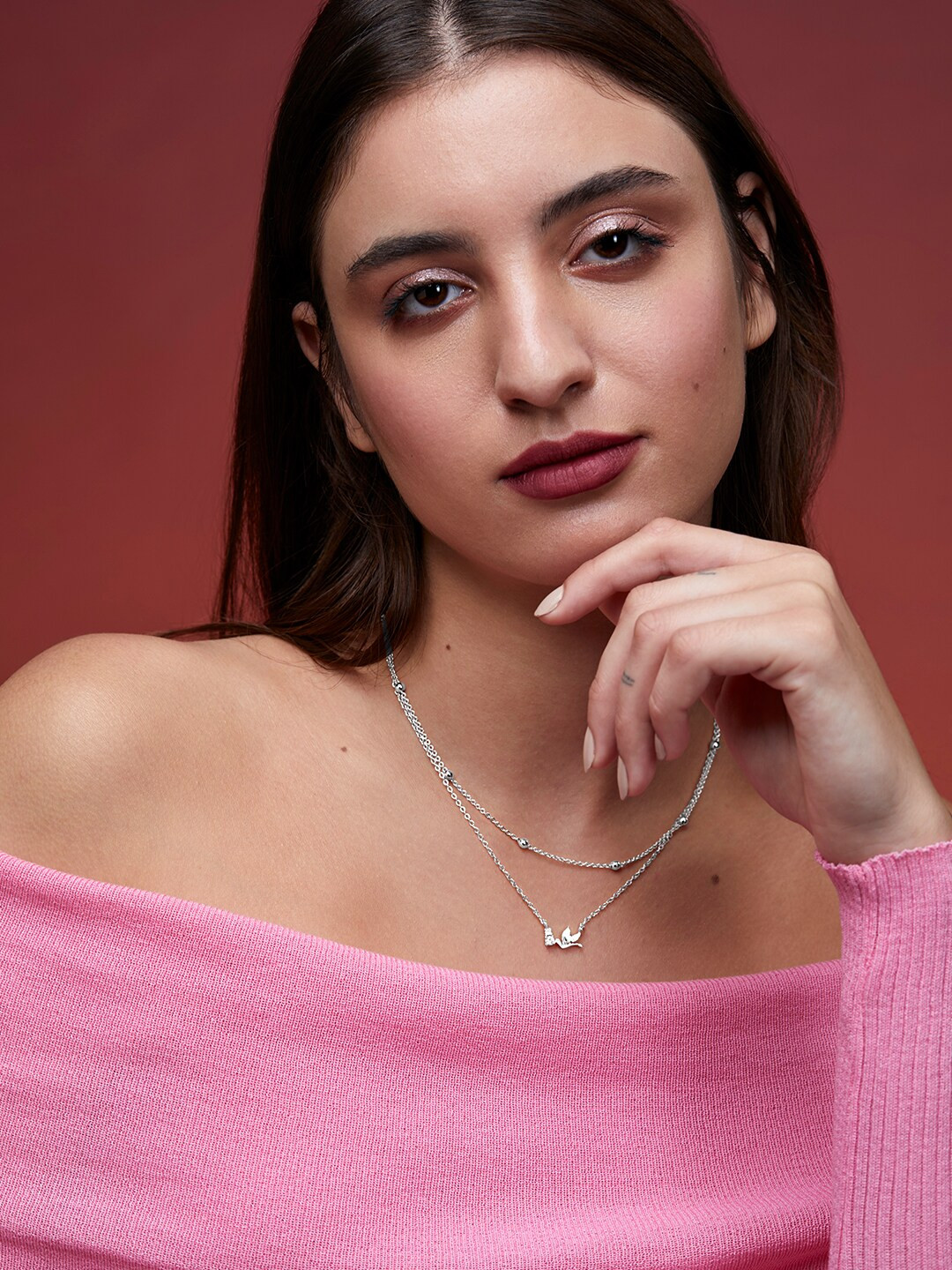 

MINUTIAE Brass Silver-Plated Pendant Necklace