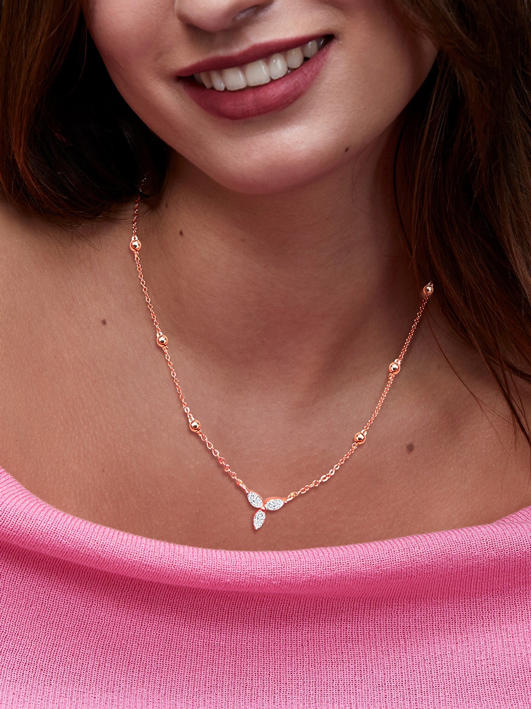 MINUTIAE Brass Rose Gold-Plated Handcrafted Pendant Necklace