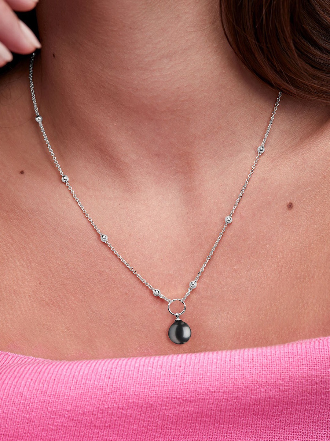 

MINUTIAE Brass Silver-Plated Handcrafted Necklace