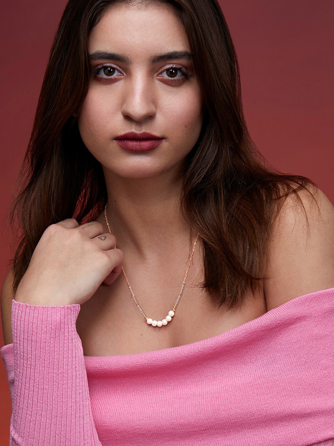 

MINUTIAE Brass Rose Gold-Plated Necklace