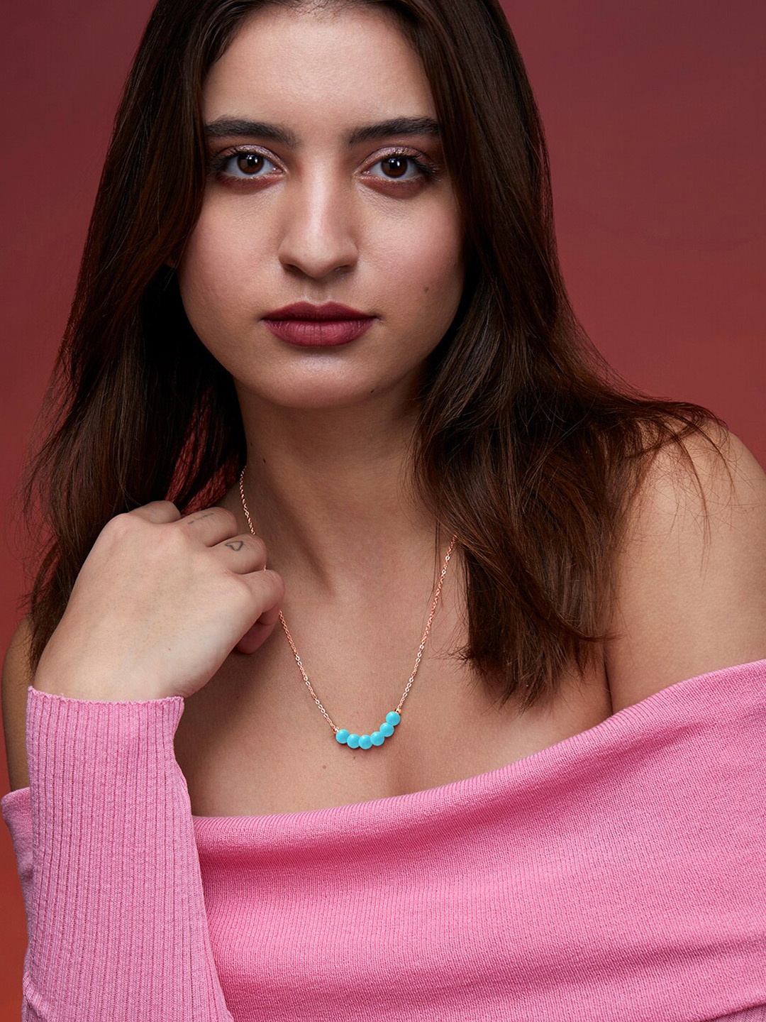 

MINUTIAE Women Brass Rose Gold-Plated Necklace