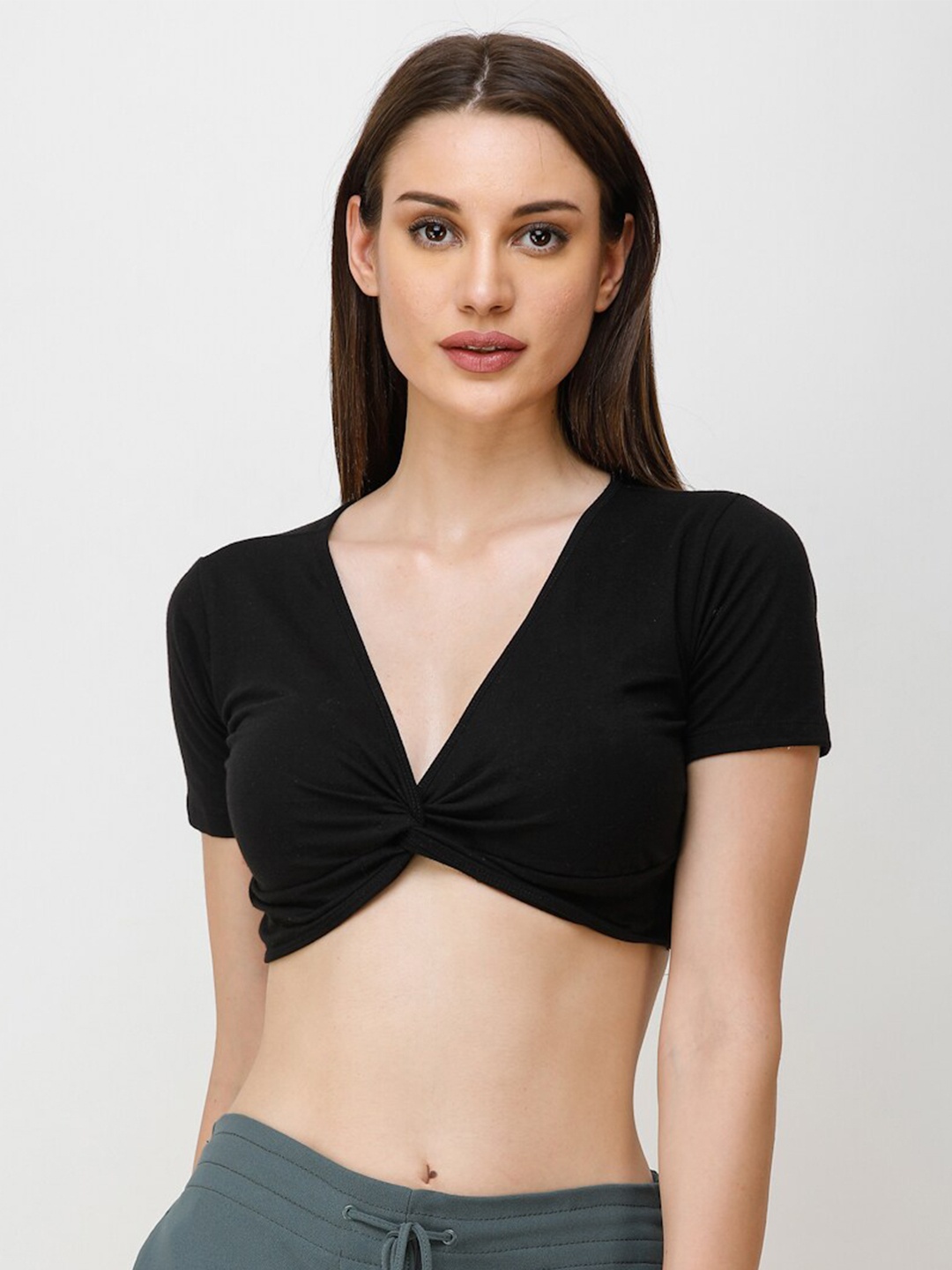

SCORPIUS Cotton Bralette Crop Top, Black