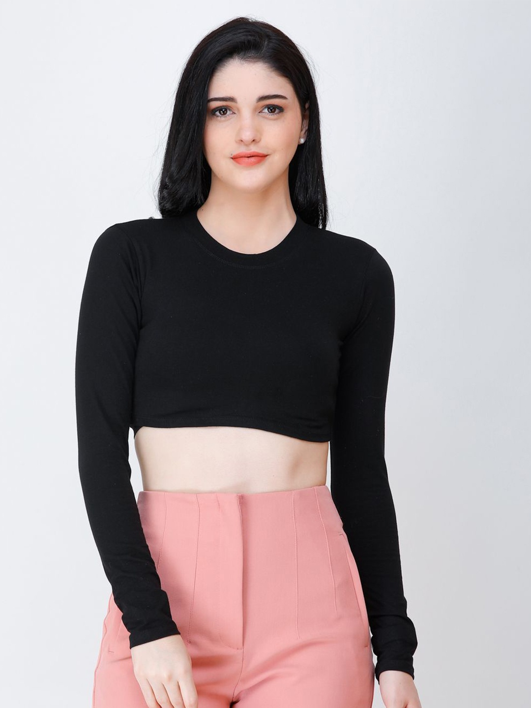 

SCORPIUS Cotton Crop Top, Black