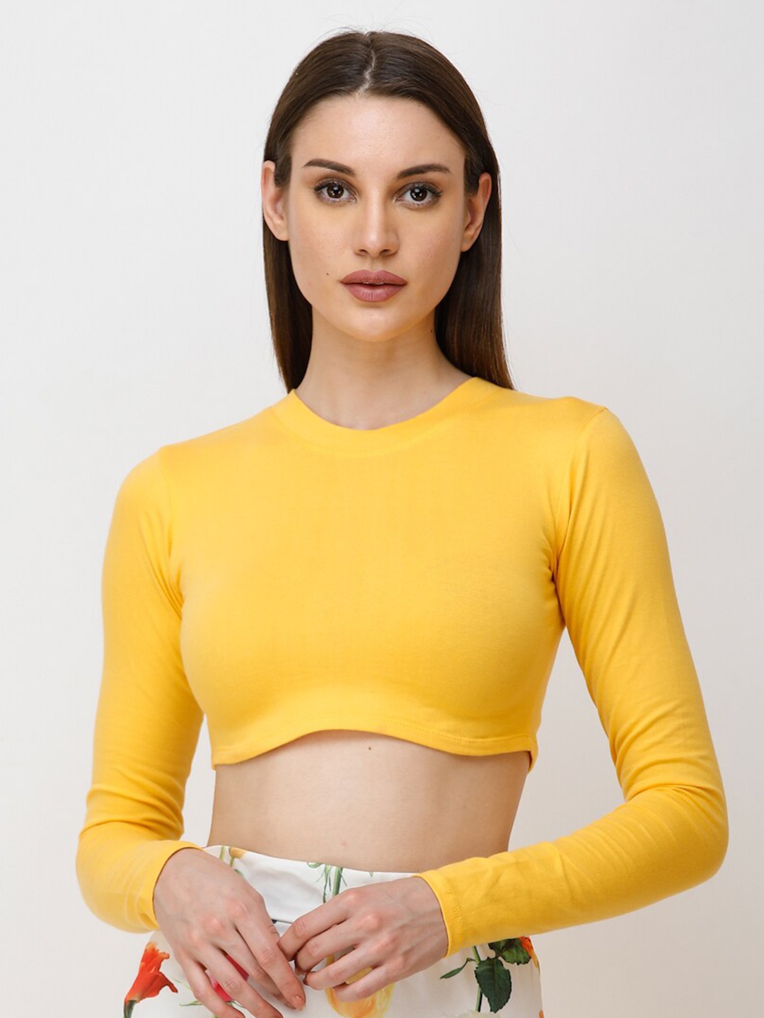 SCORPIUS Cotton Crop Top, Yellow