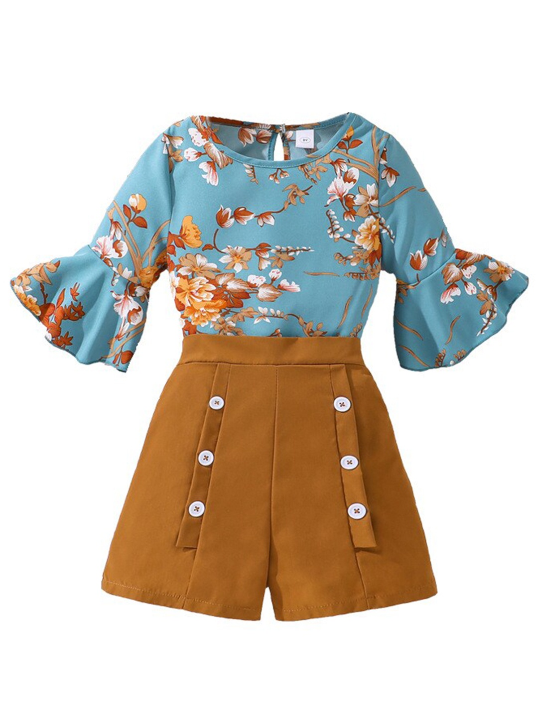 

StyleCast x Revolte Girls Floral Printed Top and Shorts Set, Turquoise blue