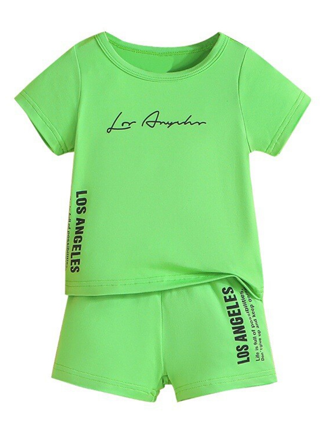 

StyleCast x Revolte Boys Typography Printed T-shirt with Shorts, Green