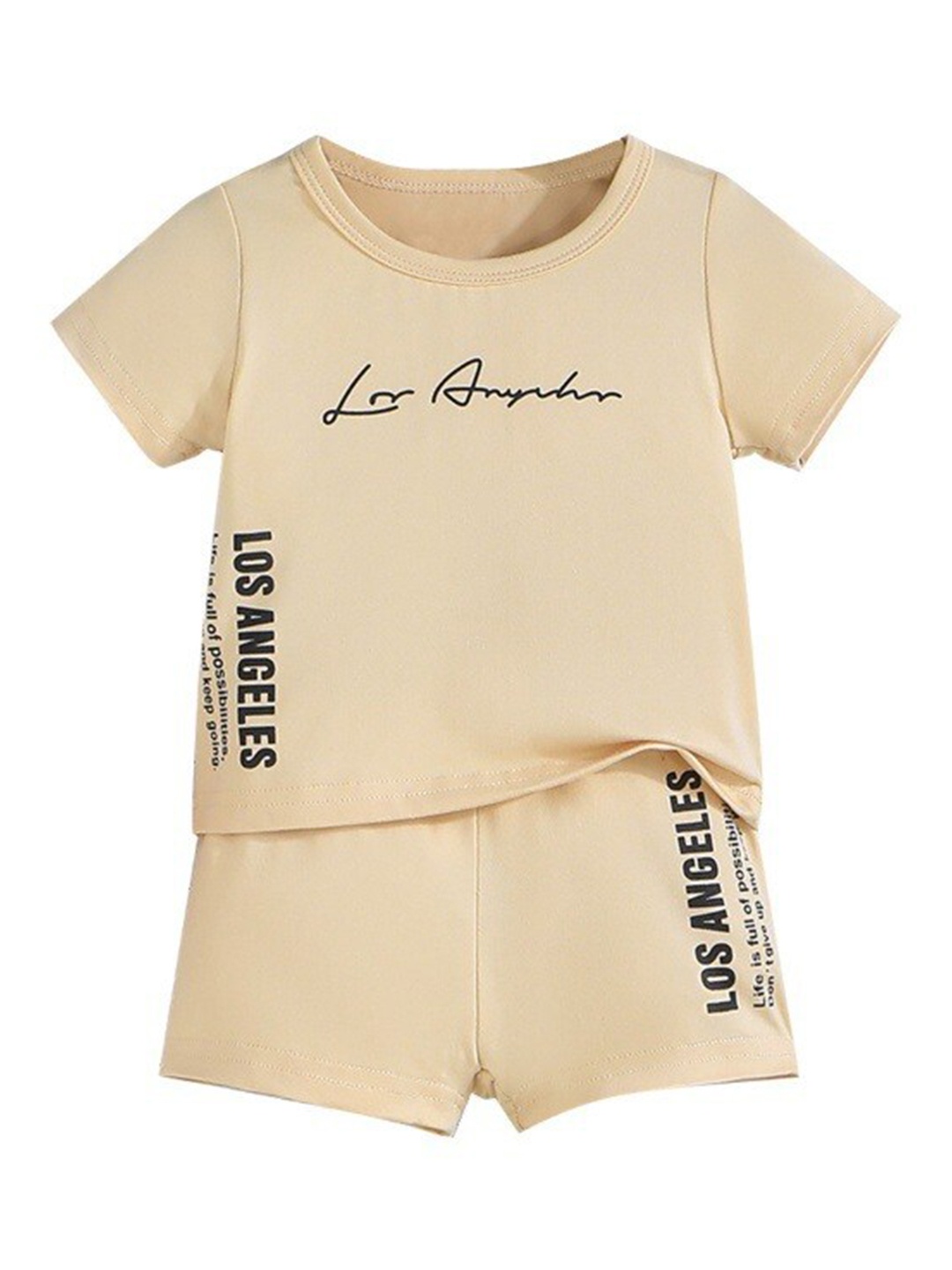 

StyleCast x Revolte Boys Typography Printed T-shirt with Shorts, Beige