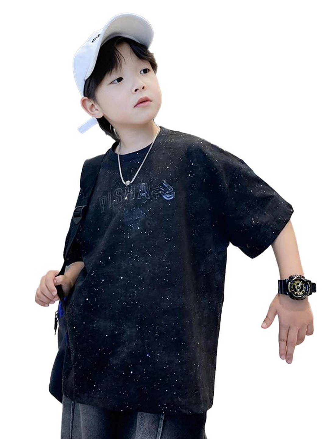 

StyleCast x Revolte Boys Hooded Extended Sleeves T-shirt, Black