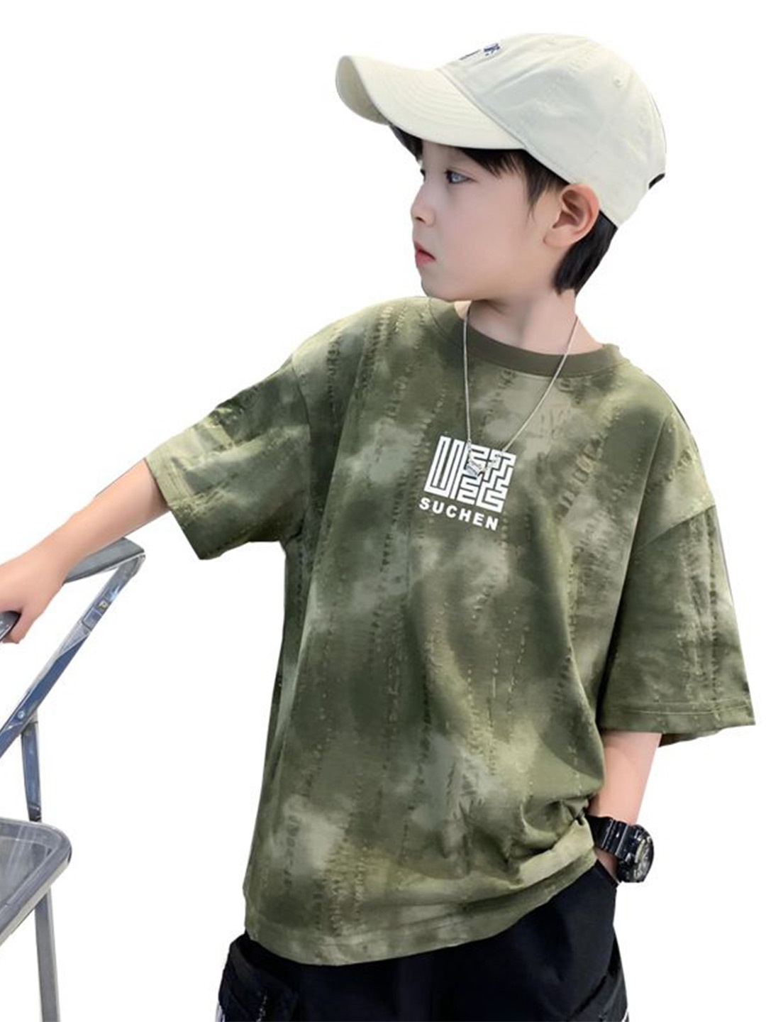 

StyleCast x Revolte Boys Camouflage Printed High Neck T-shirt, Green