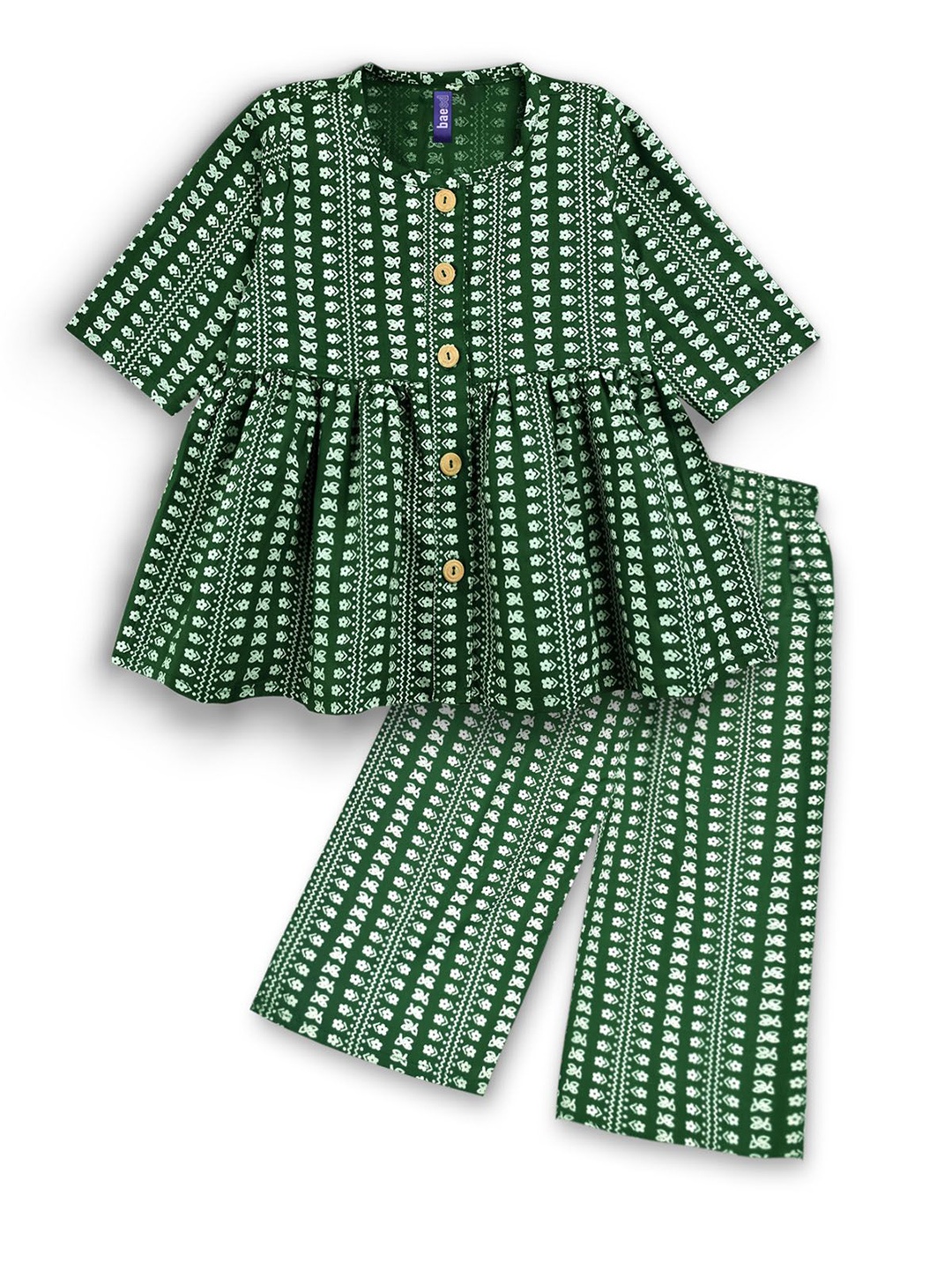 

BAESD Girls Printed Tunic with Trousers, Green