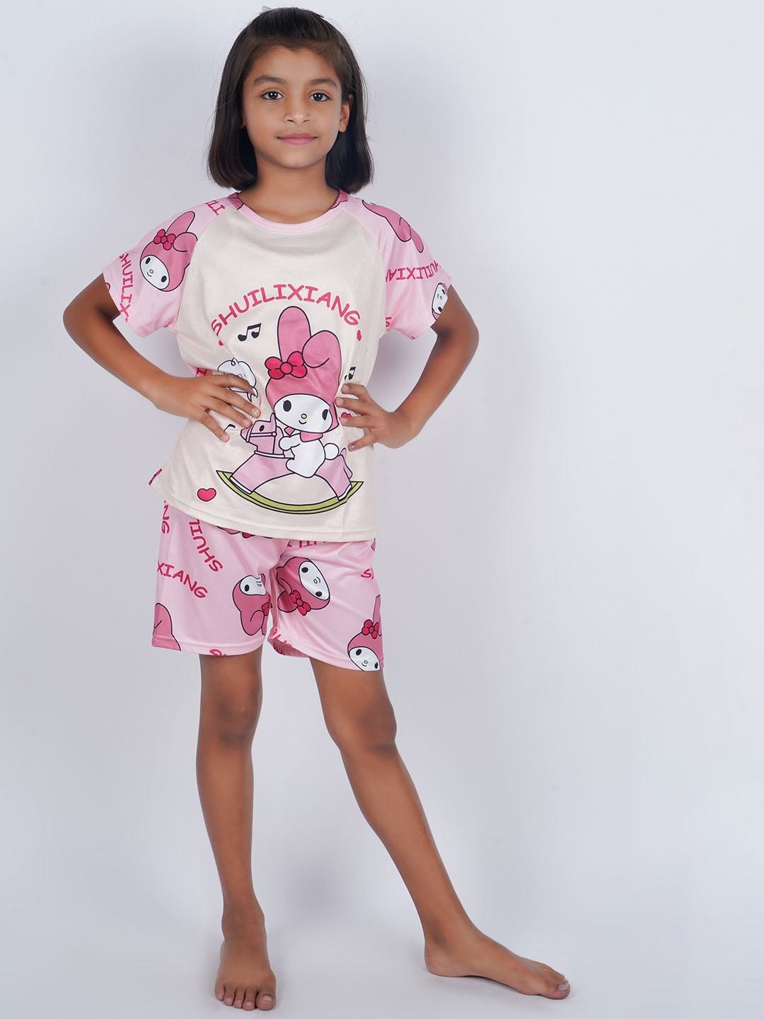 

BAESD Unisex Kids Printed Night suit, Pink
