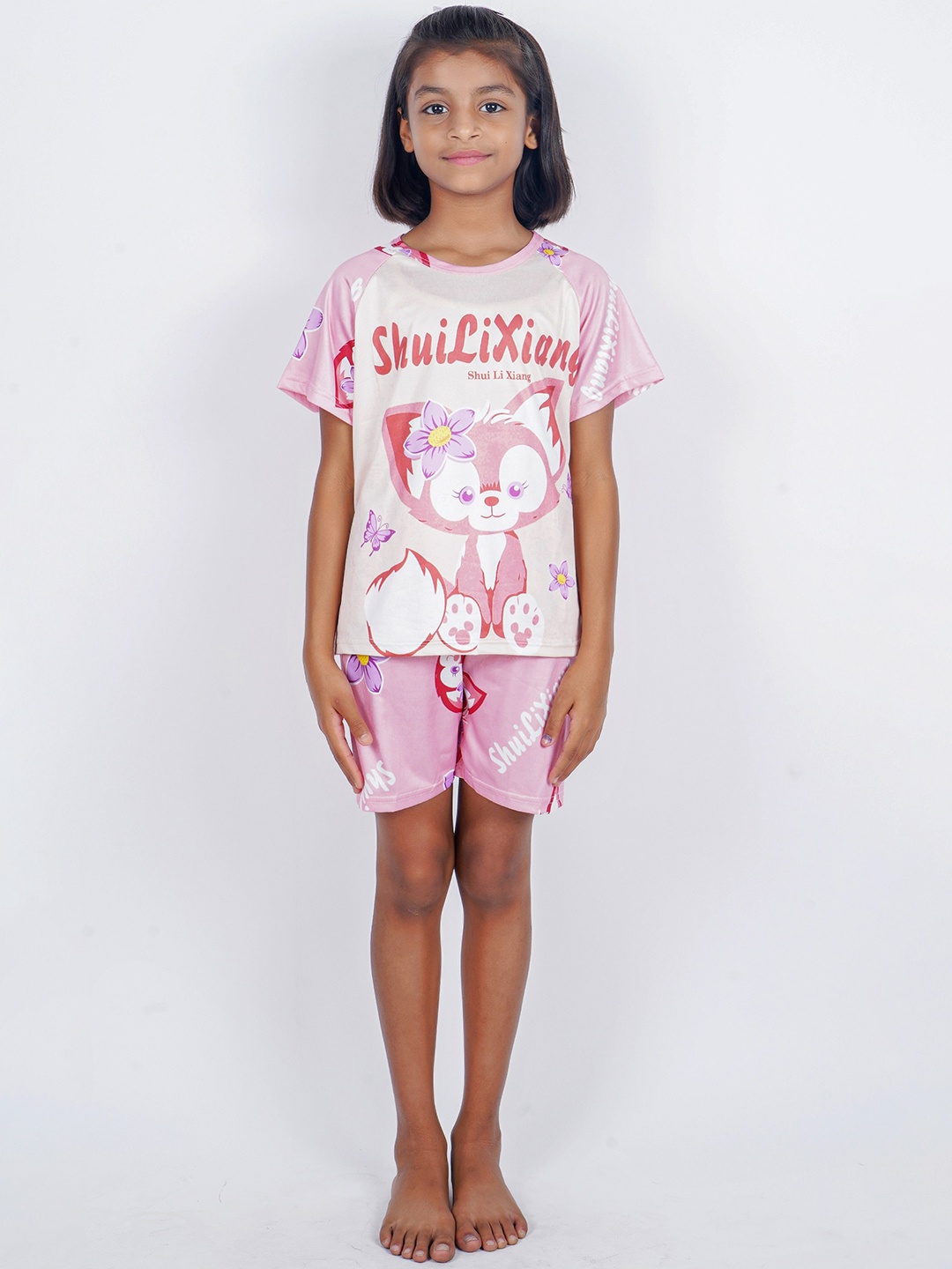 

BAESD Unisex Kids Cartoon Characters Printed Pure Cotton Night suit, Pink