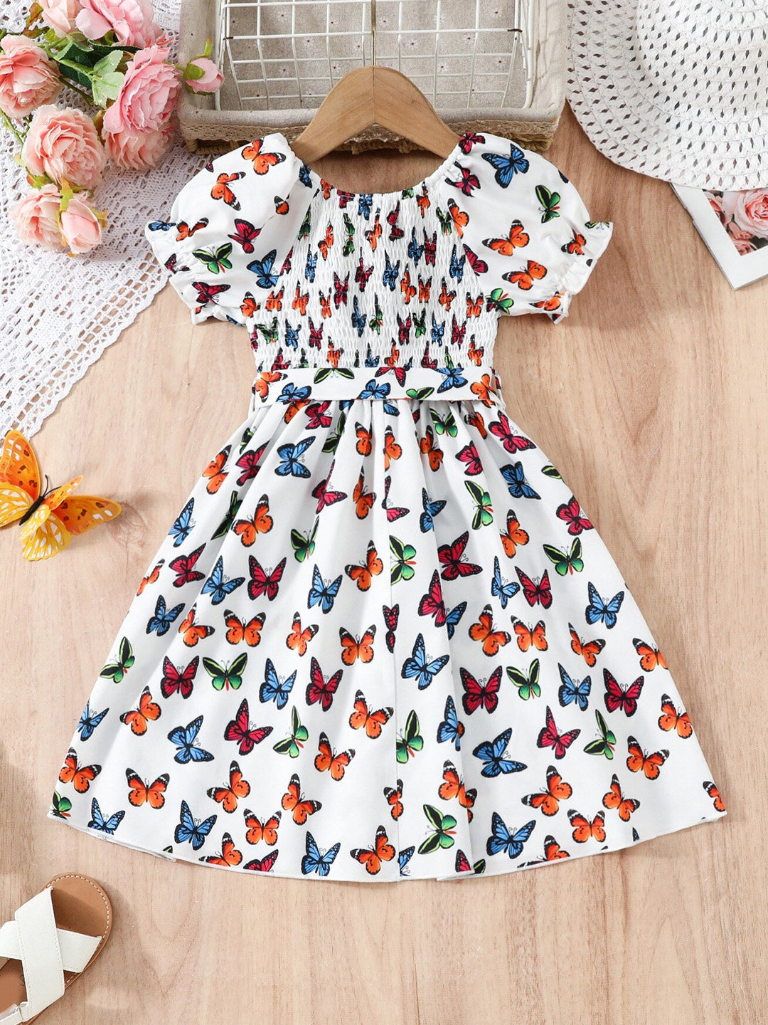 

StyleCast x Revolte Girls Floral Print Puff Sleeve Fit & Flare Dress, White