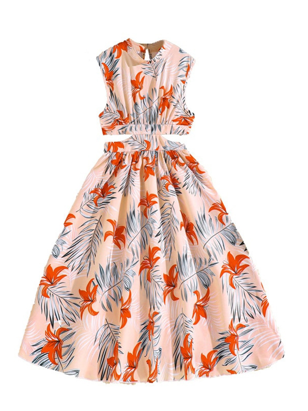 

StyleCast x Revolte Floral Print Maxi A-Line Dress, Beige