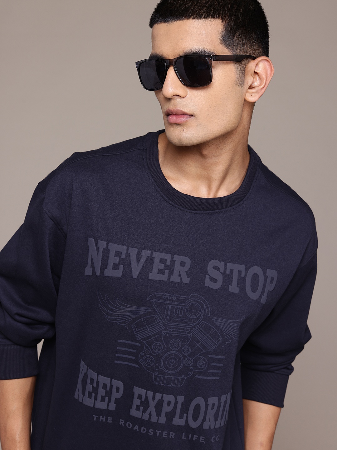 

The Roadster Lifestyle Co. Printed Relaxed Fit Sweatshirt, Navy blue