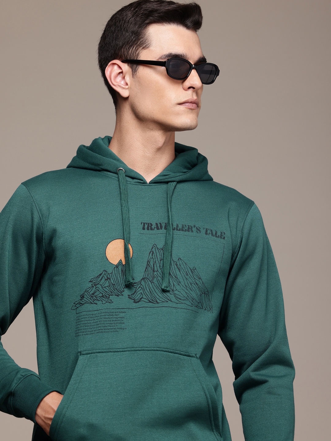 

The Roadster Life Co. Graphic Printed Hooded Sweatshirt, Teal