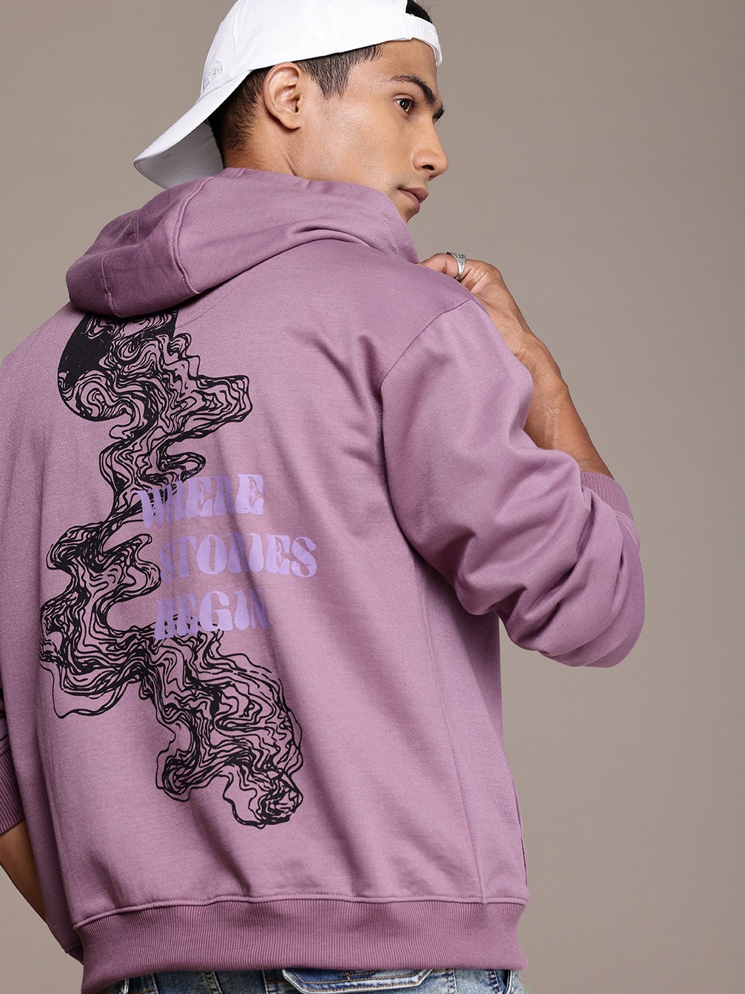 

The Roadster Life Co. Graphic Printed Relaxed Fit Hooded Pullover Sweatshirt, Purple