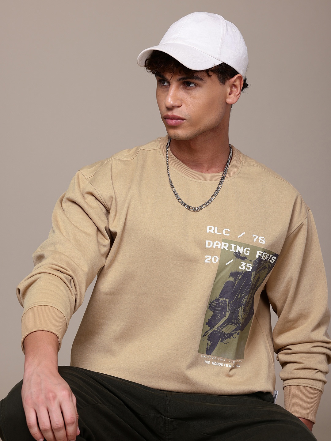 

The Roadster Lifestyle Co. Printed Relaxed Sweatshirt, Beige