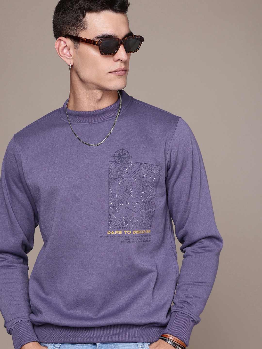 

The Roadster Life Co. Graphic Printed Sweatshirt, Violet