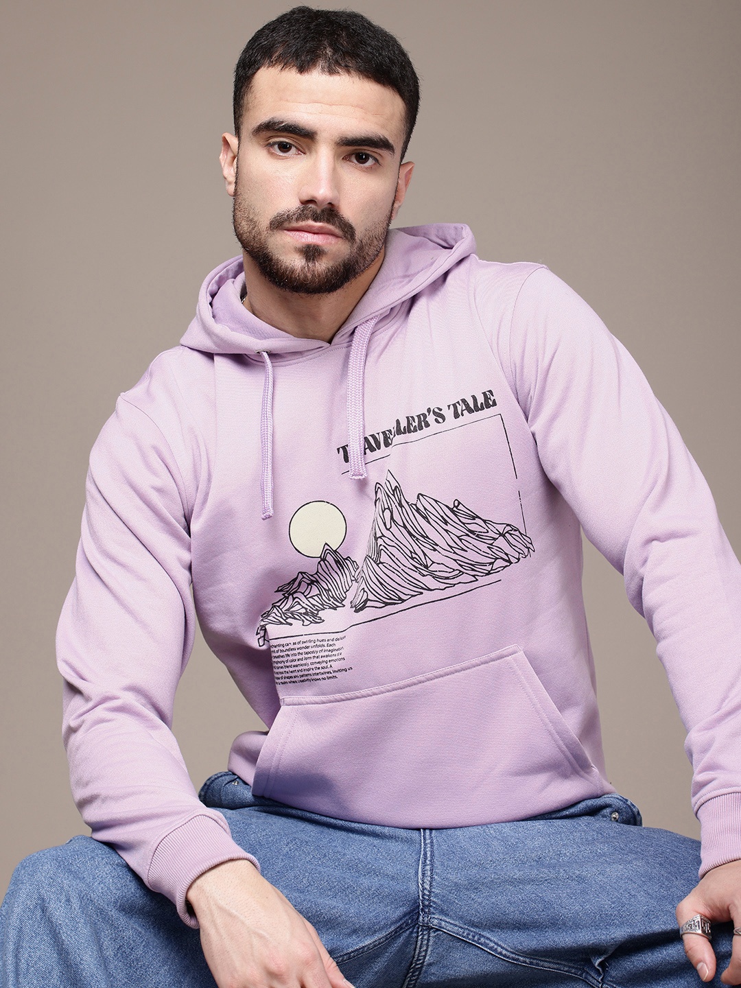 

The Roadster Life Co. Graphic Printed Hooded Sweatshirt, Lavender