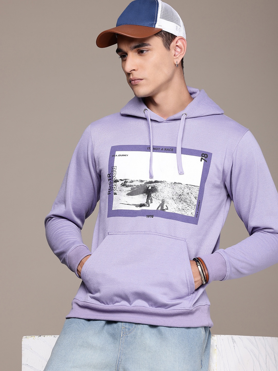 

The Roadster Life Co. Graphic Printed Hooded Sweatshirt, Lavender