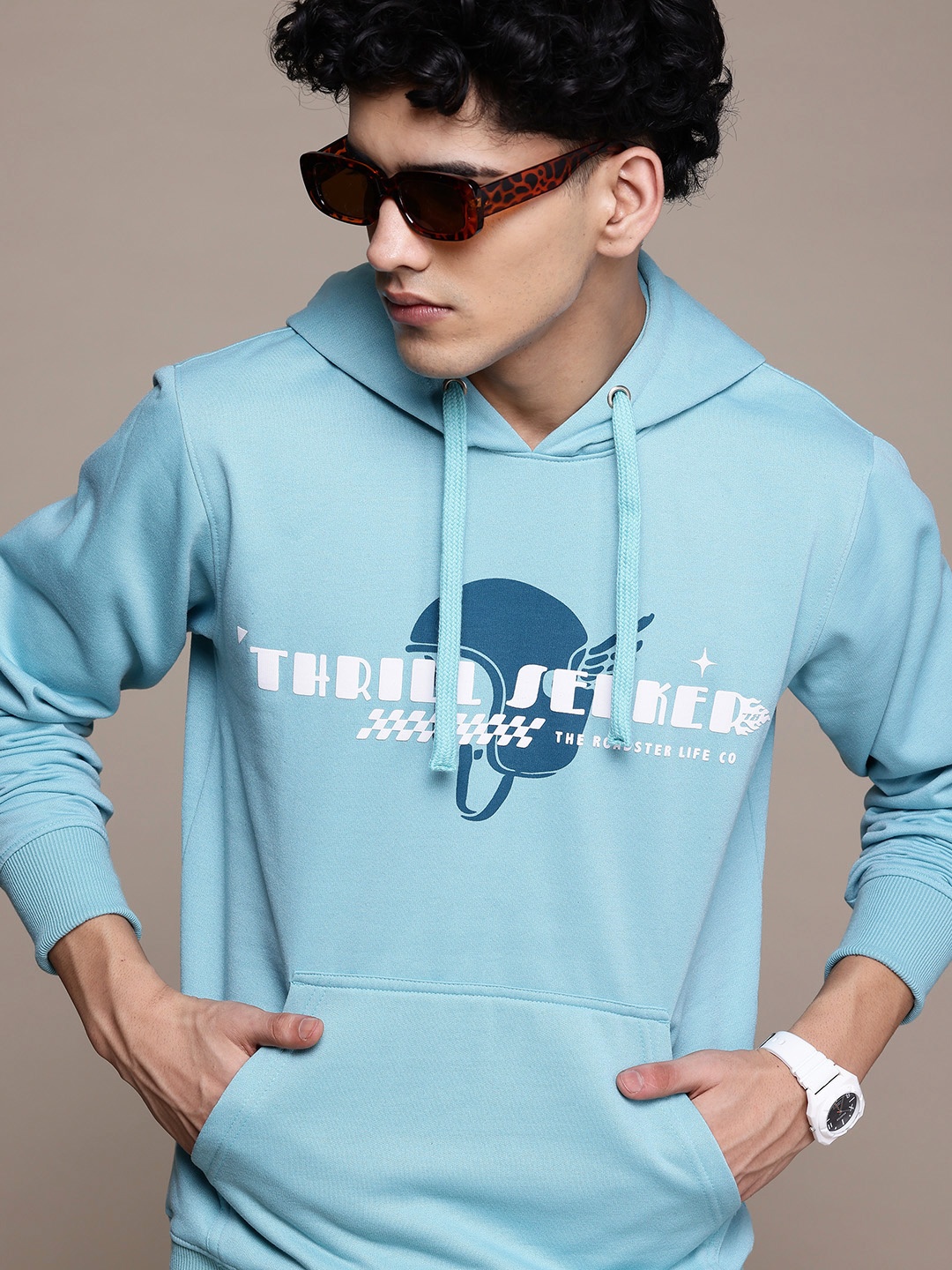 

The Roadster Lifestyle Co. Printed Hooded Sweatshirt, Teal