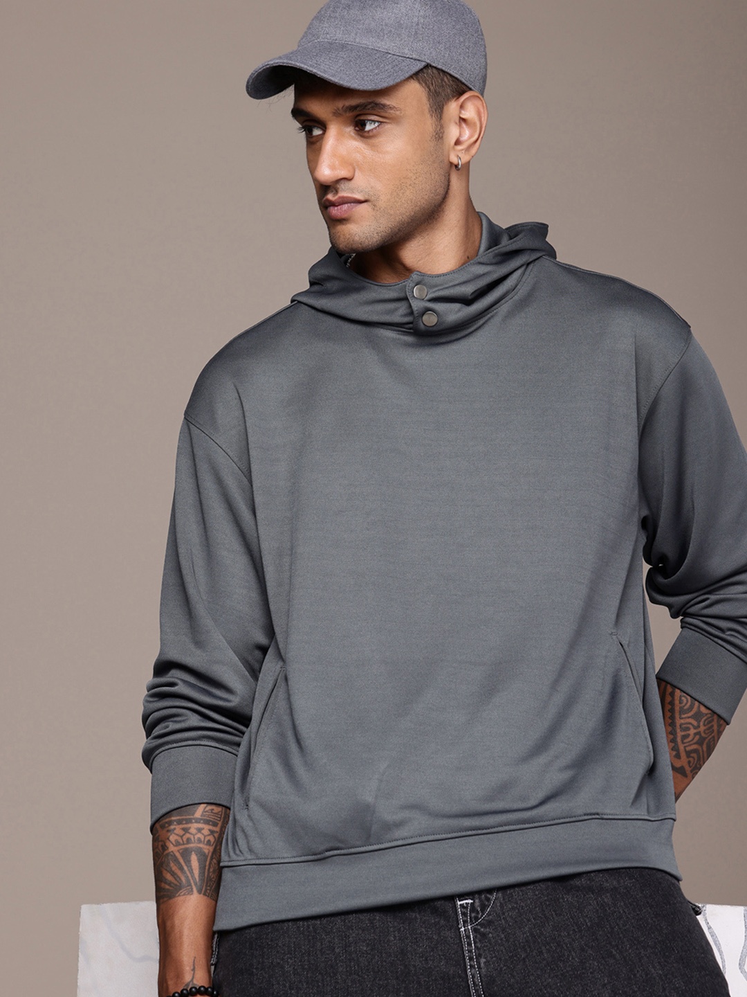 

The Roadster Life Co. Relaxed Fit Hooded Pullover Sweatshirt, Grey