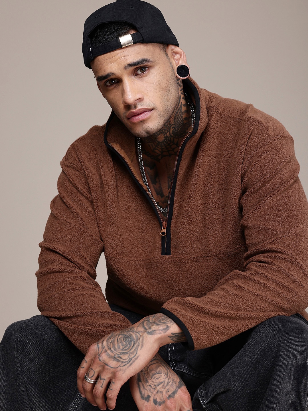 

The Roadster Life Co. Relaxed Fit Fuzzy Pullover Sweatshirt, Coffee brown