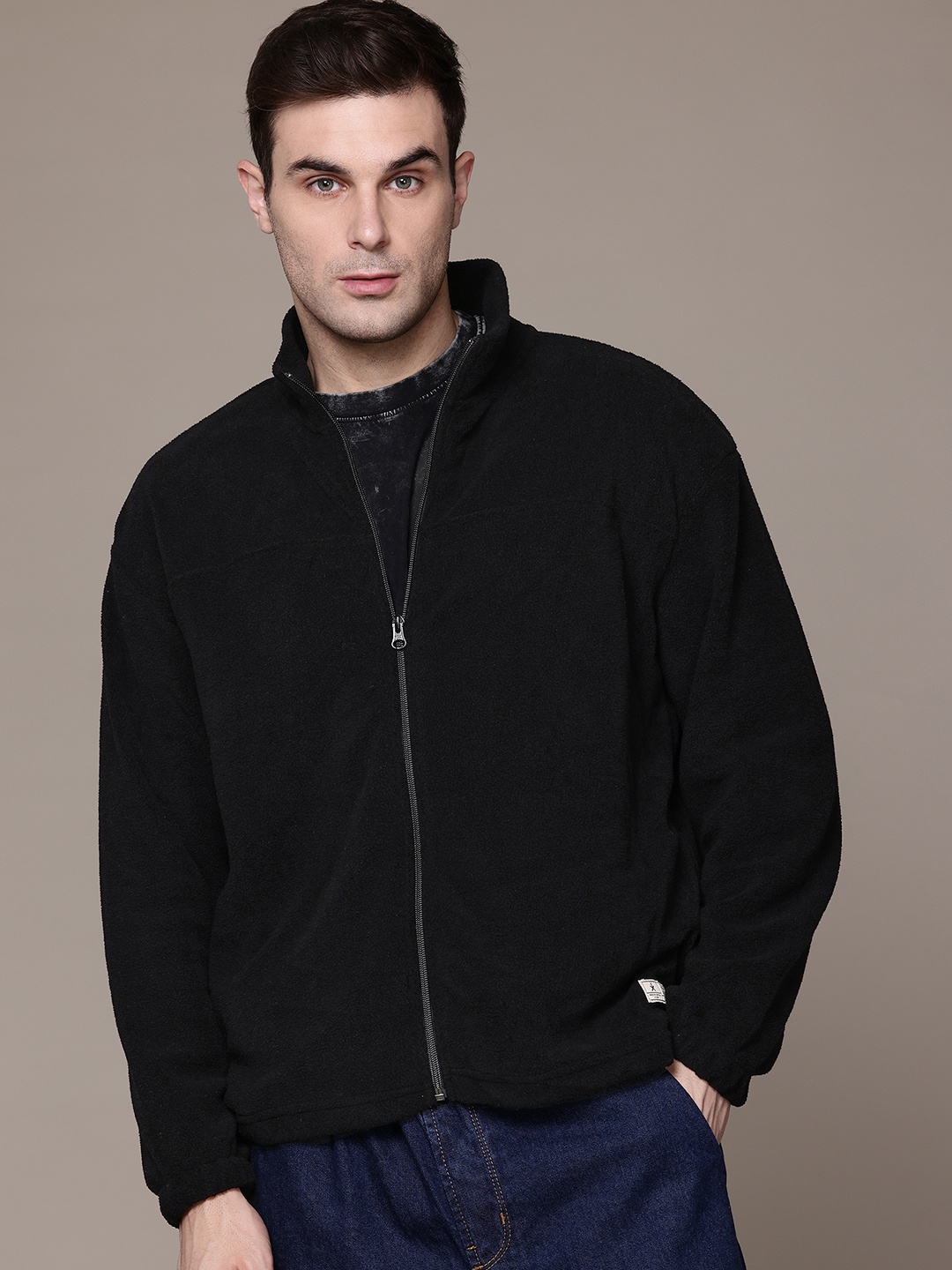 

The Roadster Lifestyle Co. Fleece Front-Open Sweatshirt, Black