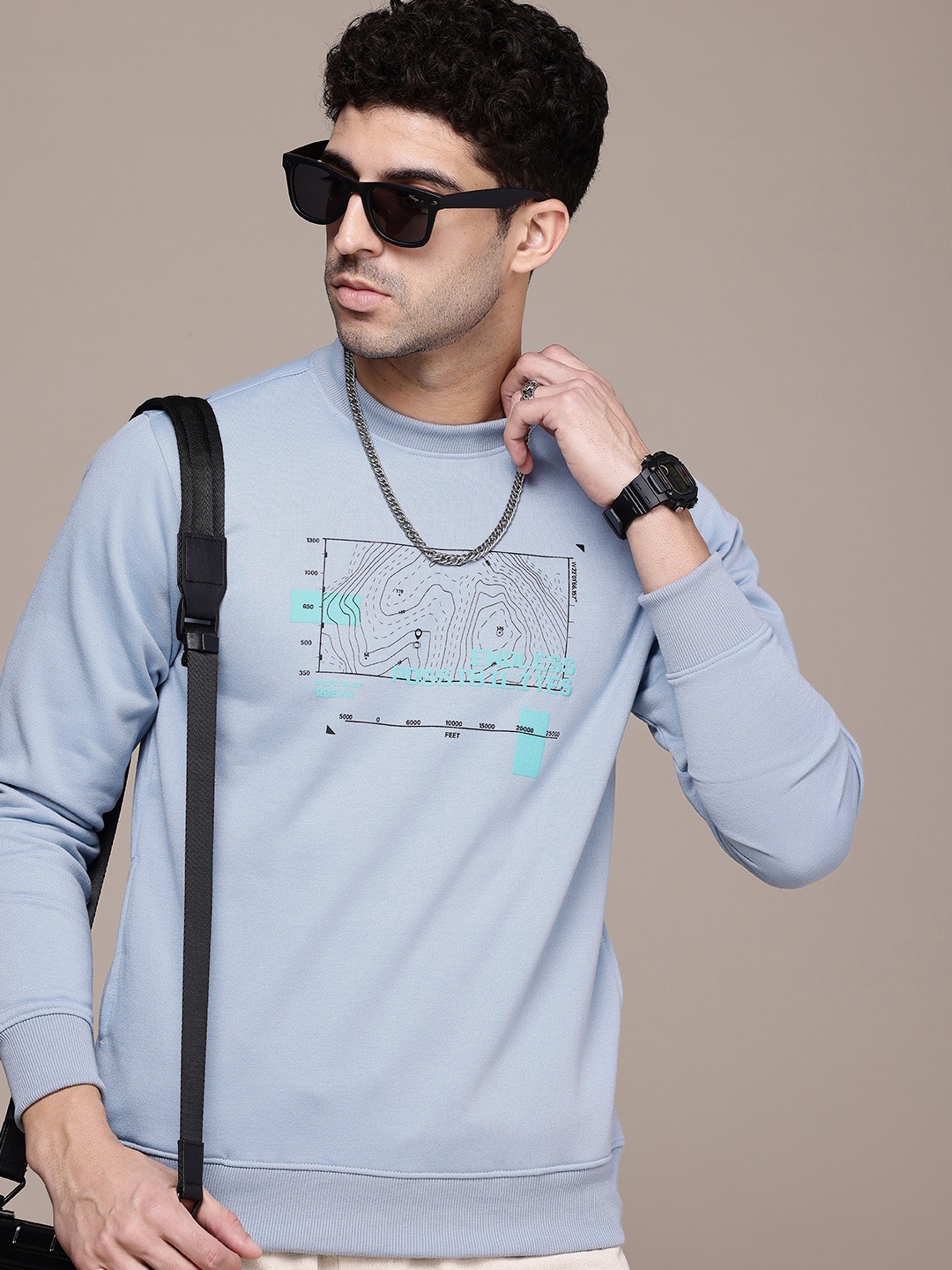 

The Roadster Life Co. Graphic Printed Sweatshirt, Blue