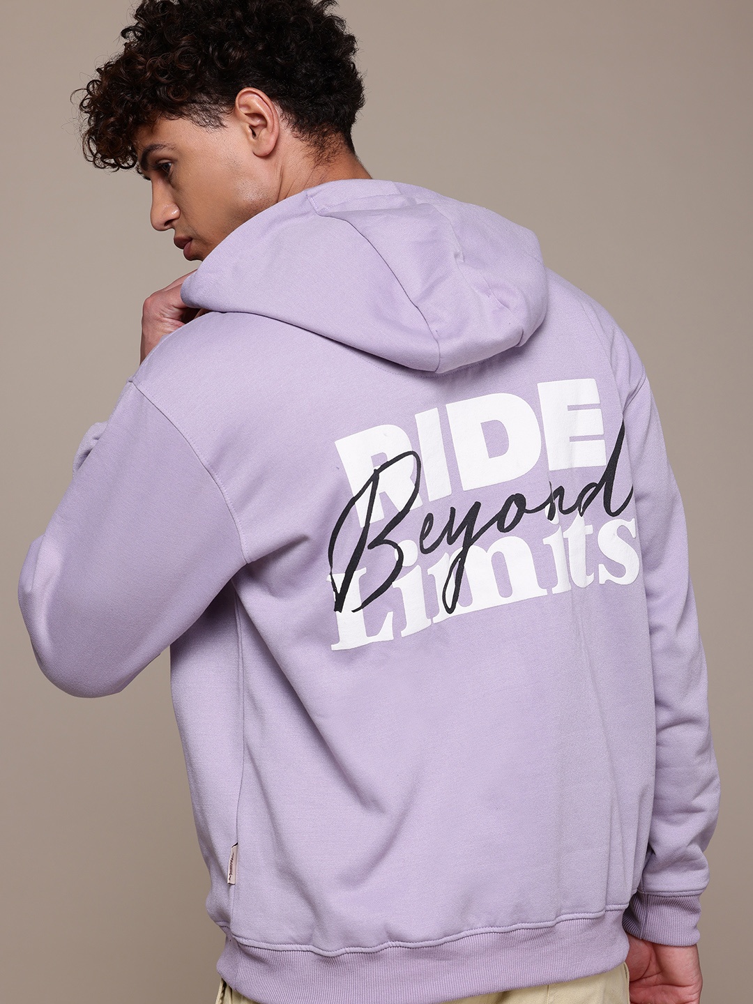 

The Roadster Lifestyle Co. Relaxed Fit Printed Hooded Sweatshirt, Lavender