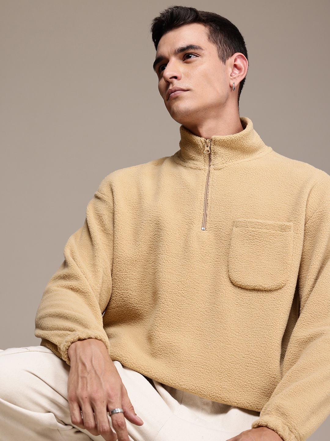 

The Roadster Life Co. Fleece Mock Neck Pullover Sweatshirt, Tan
