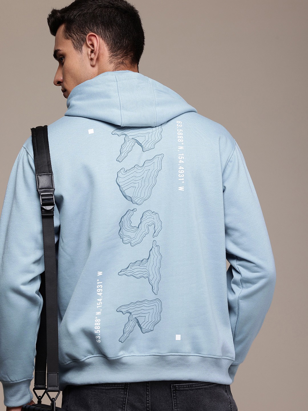 

The Roadster Life Co. Graphic Printed Hooded Relaxed Fit Sweatshirt, Blue