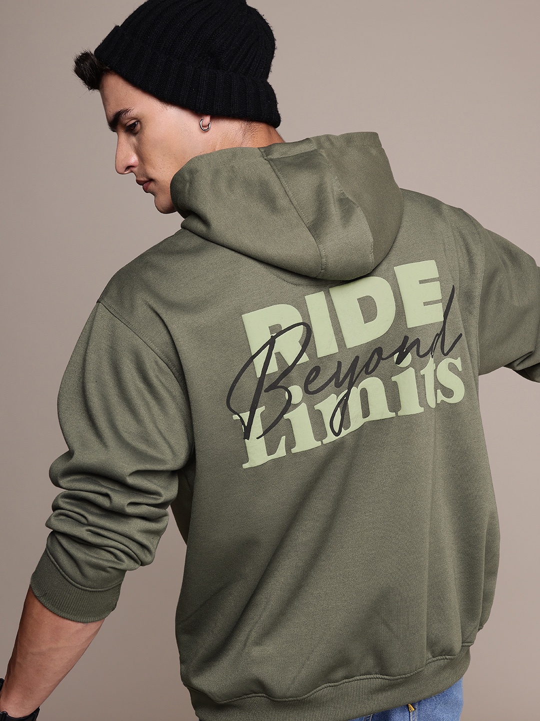 

The Roadster Life Co. Printed Hooded Relaxed Fit Sweatshirt, Olive
