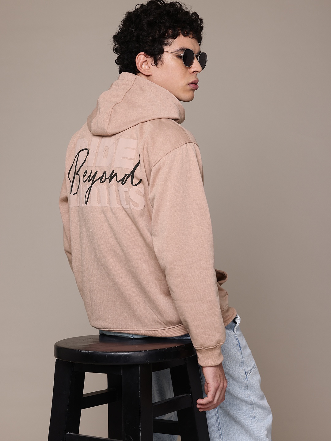 

Roadster The Lifestyle Co Printed Back Hooded Sweatshirt, Beige