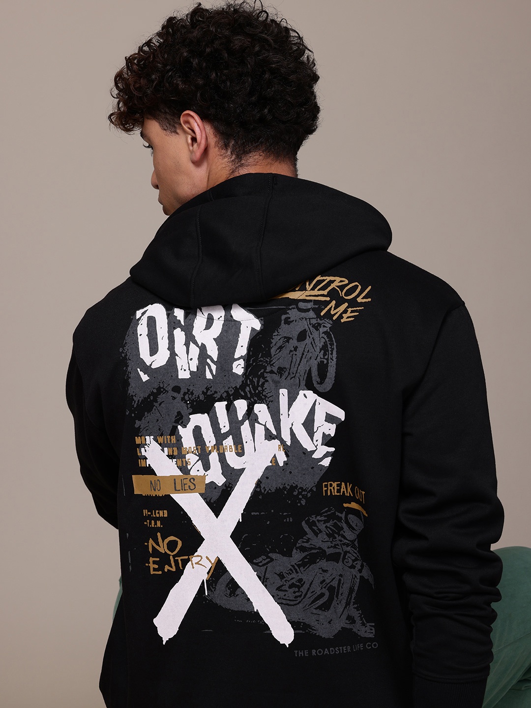 

The Roadster Lifestyle Co. Printed Hooded Sweatshirt, Black