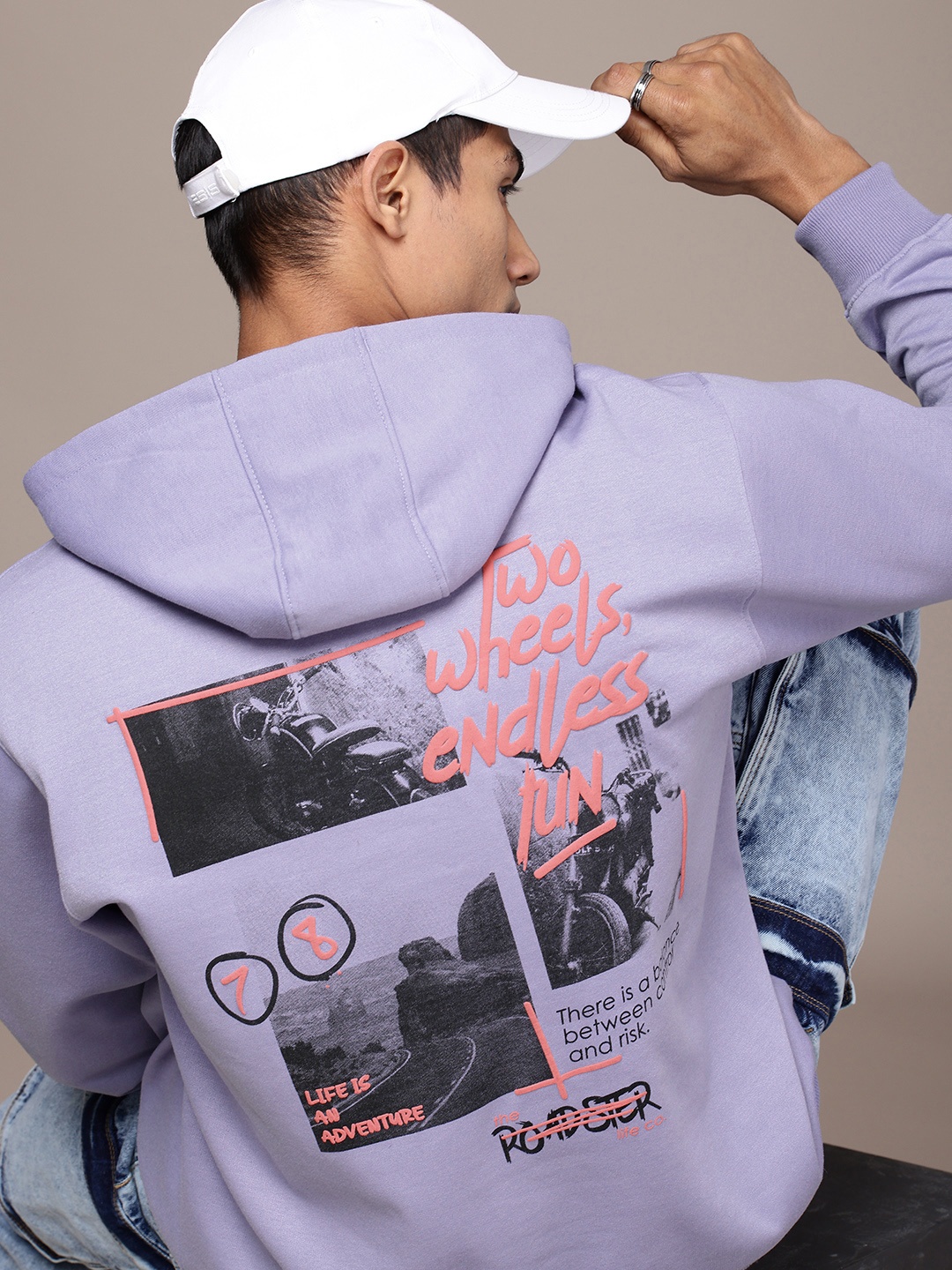 

The Roadster Life Co. Graphic Printed Hooded Relaxed Fit Sweatshirt, Lavender